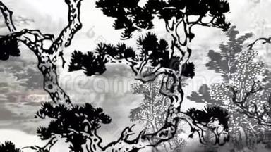 中国传统水墨画视频动画.